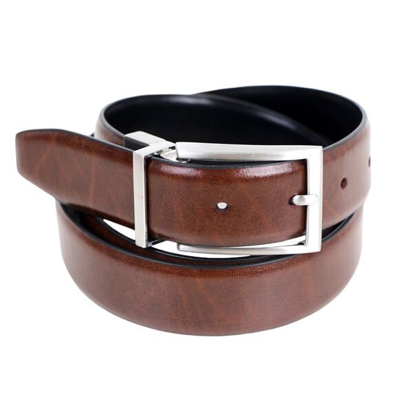 Nordstrom BLACK BROWN REAL LEATHER 1 1/8"Wd REVERSIBLE CASUAL DRESS BELT 38 (13M - Picture 2 of 16